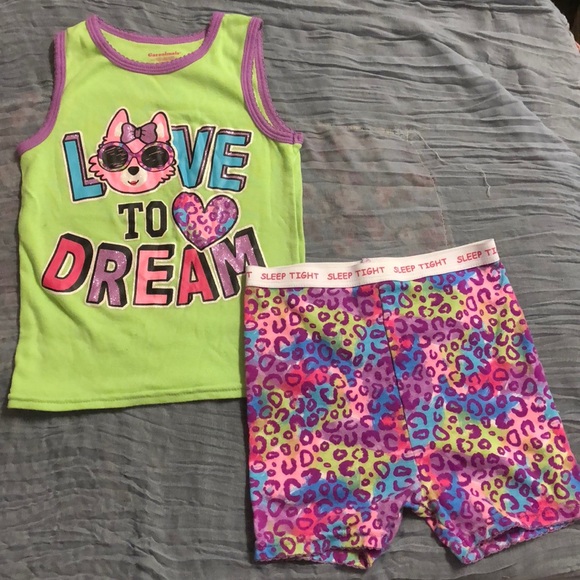 NEW Girls Garanimals White Star Print Tank Top and Pink Knit Shorts Set 3T